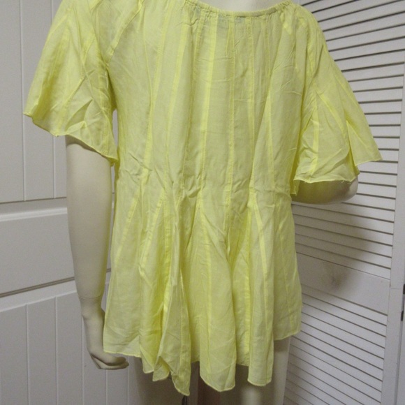 New Y2K Boundary & Co Sheer Top Silk Bamboo Yellow Boho Fairy Fairycore Feminine - Picture 8 of 8